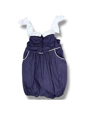 Janie & Jack Baby Girls Polka Dot Vintage Style Sailor Bubble Romper Outfit 0-3m